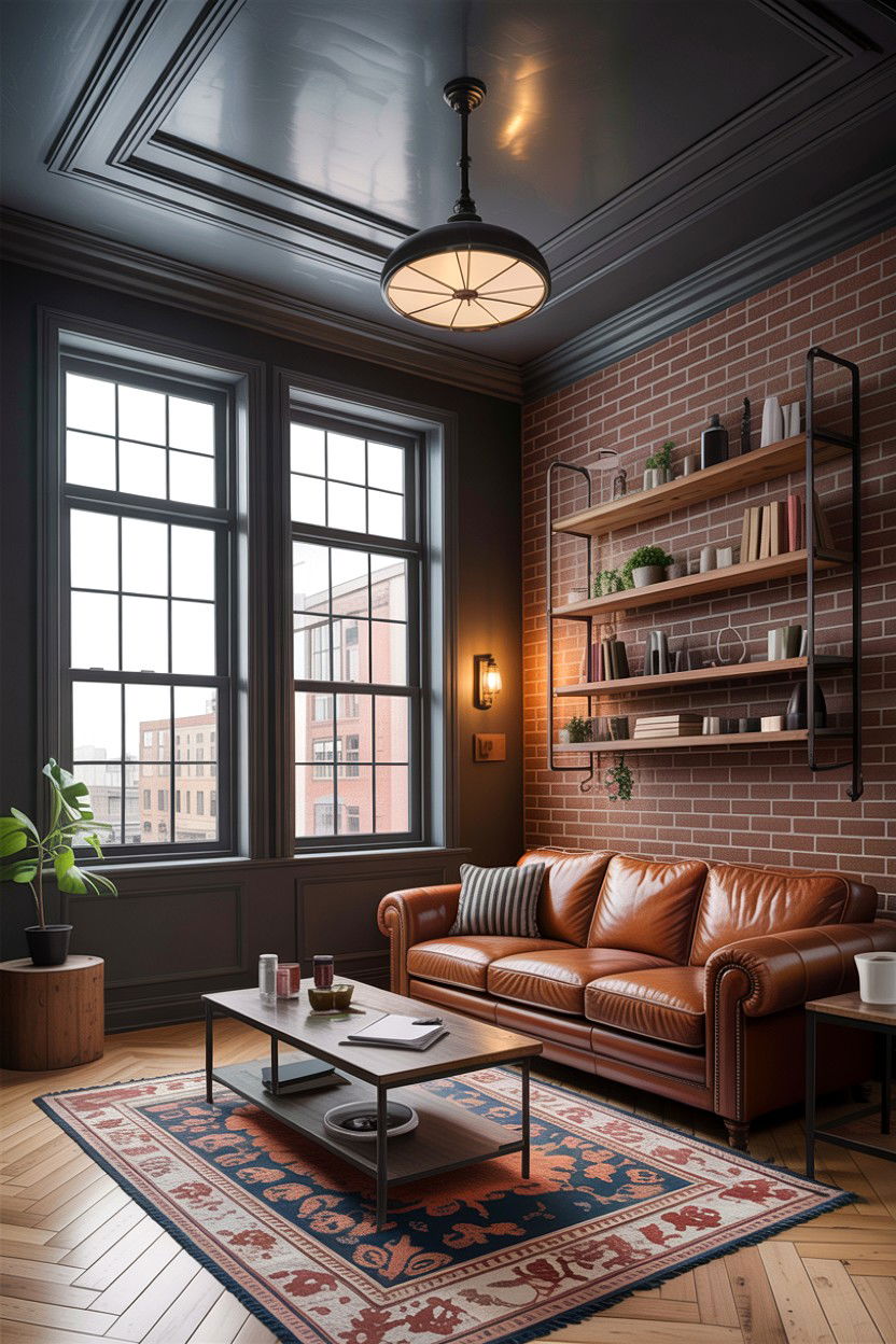 Charcoal grey ceiling - 30 living room dark ceiling ideas