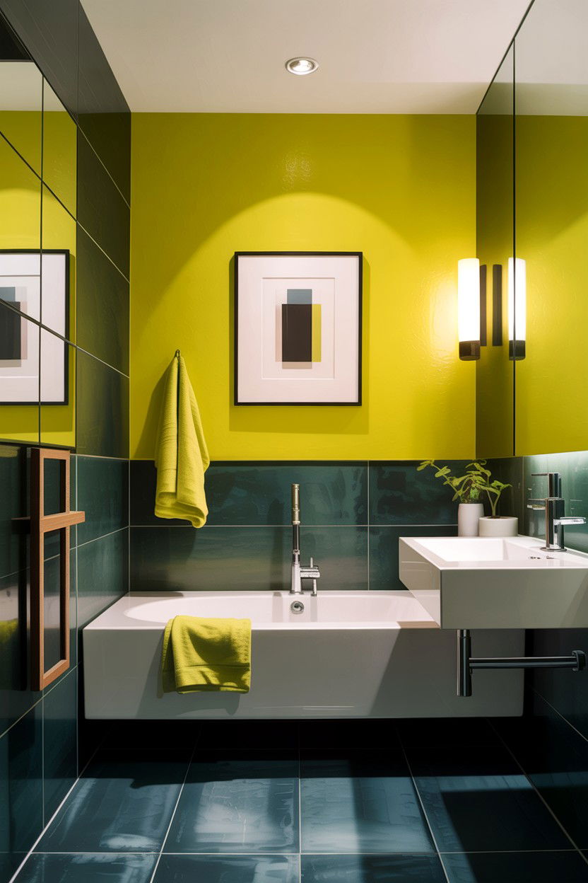 Chartreuse green bathroom - 30 green bathroom design ideas