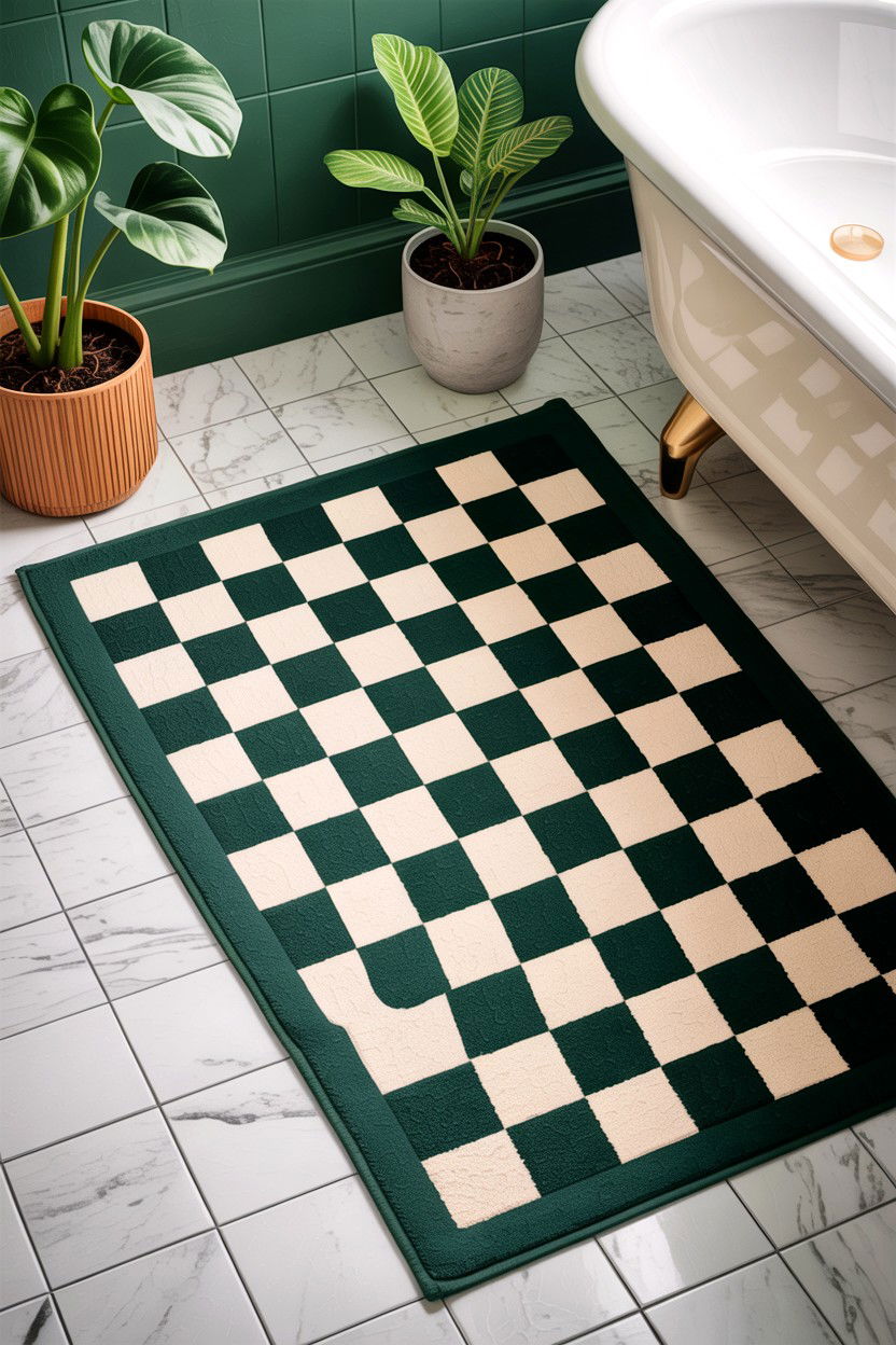Checkerboard Bath Mat - 30 bath mat ideas