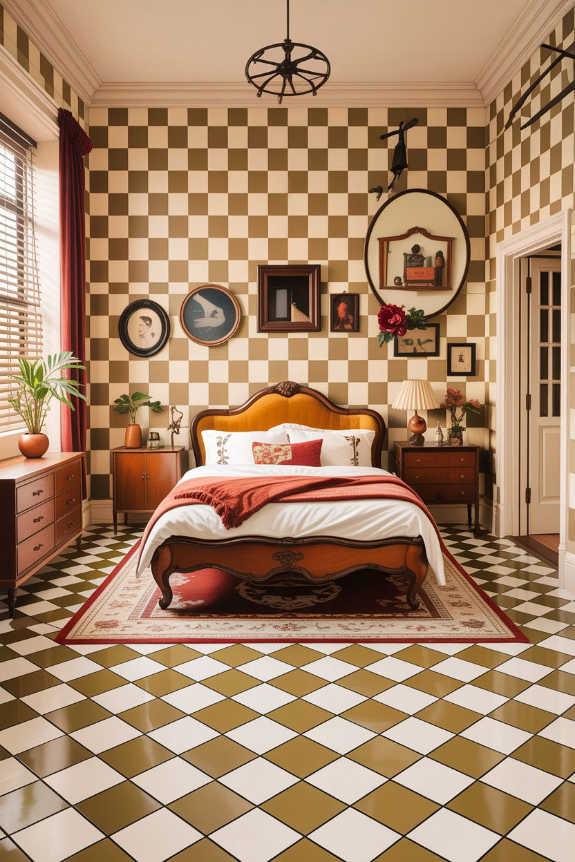 Checkerboard Floor Tile - 30 bedroom floor ideas