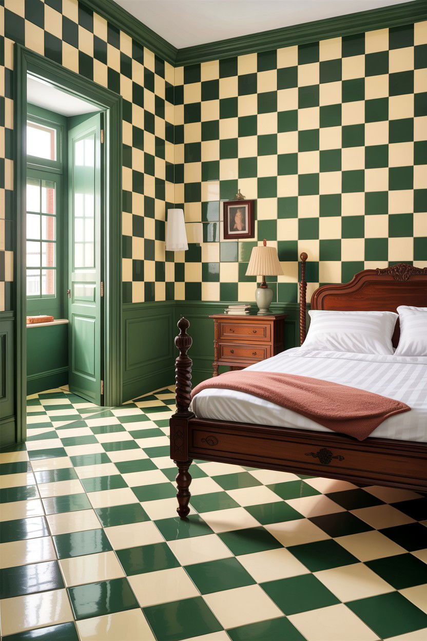 Checkerboard Floor Tile - 30 bedroom flooring ideas