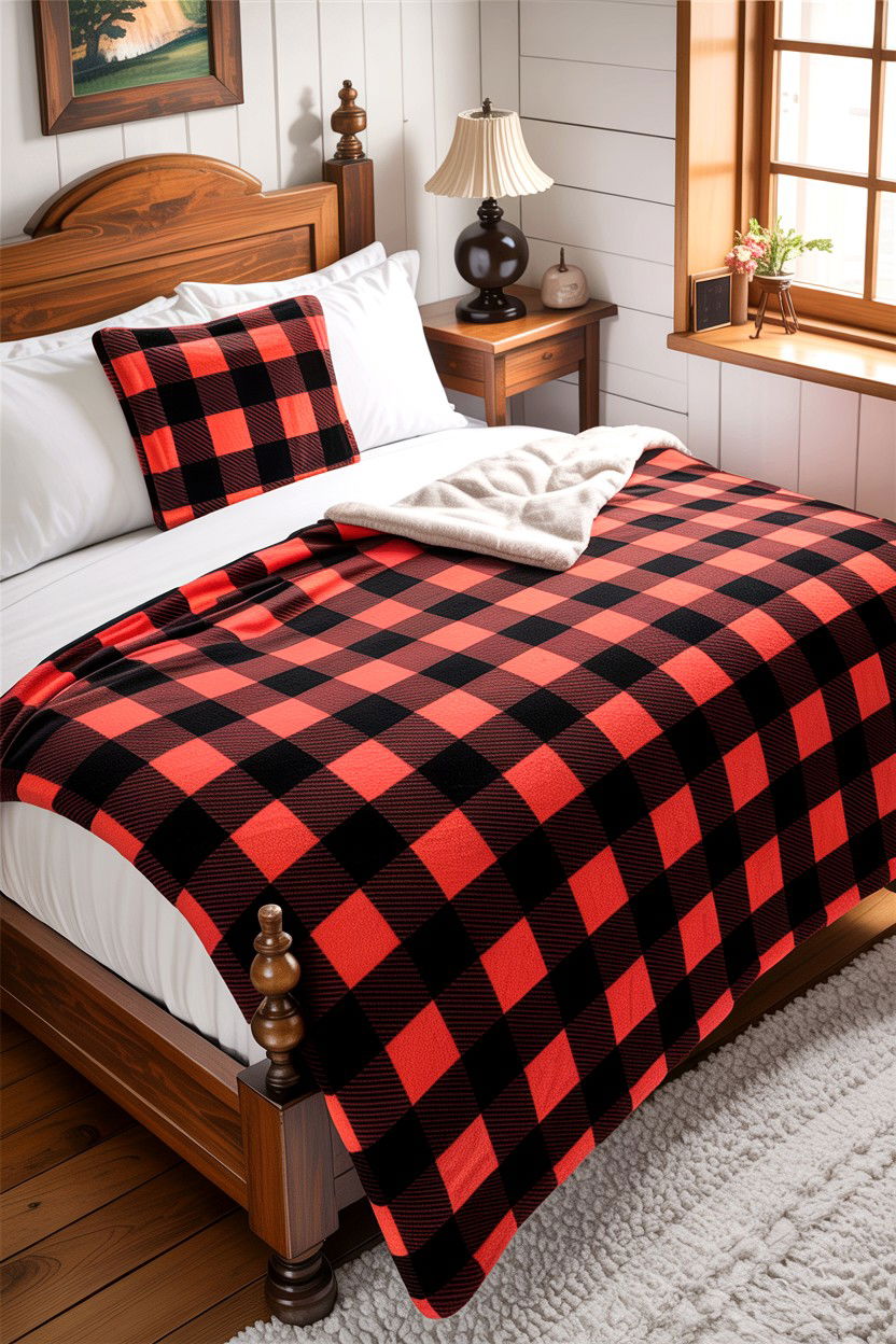 Checkered Fleece Blanket - 30 bedroom fleece blankets