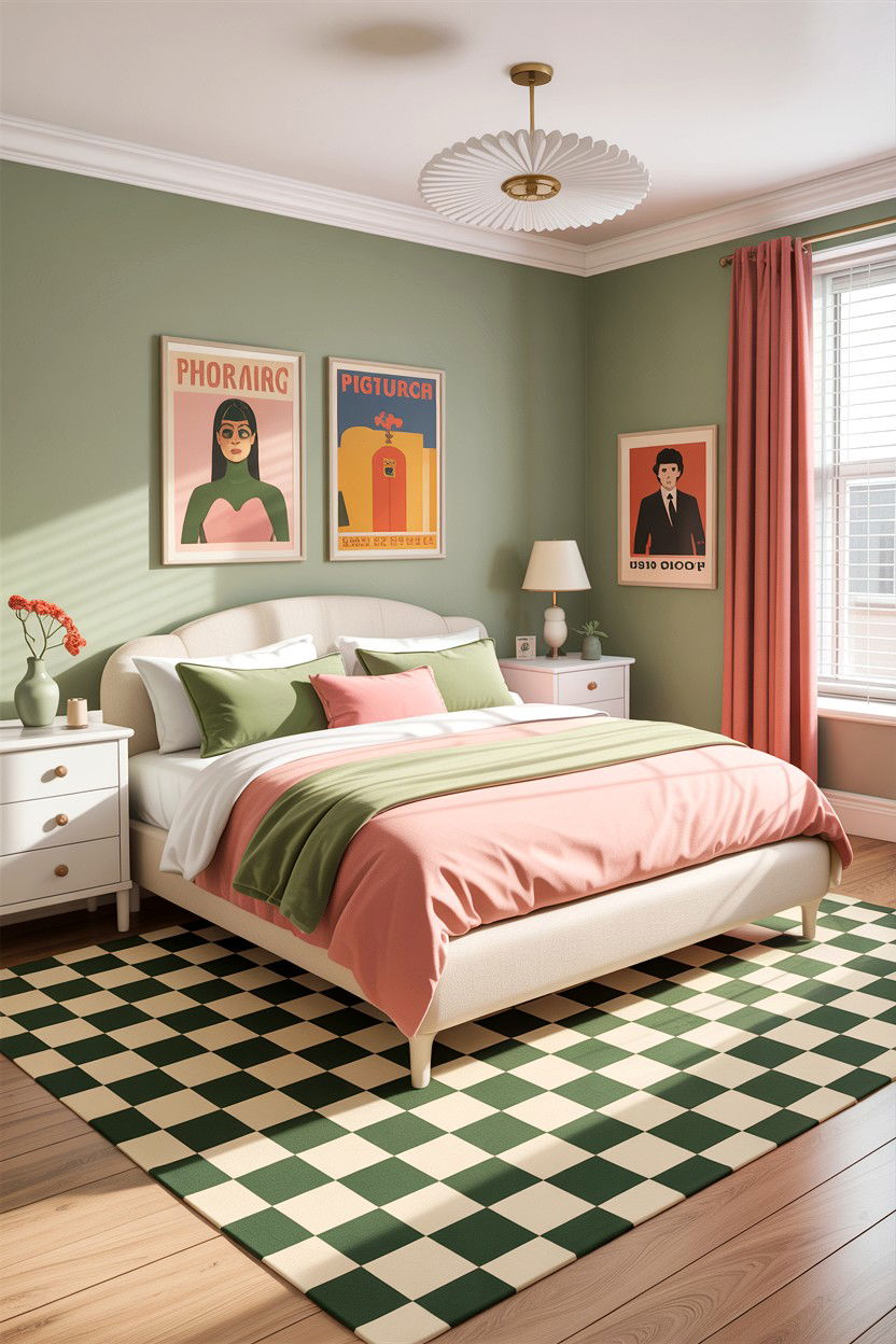 Checkered Rug Bedroom - 30 kawaii bedroom ideas