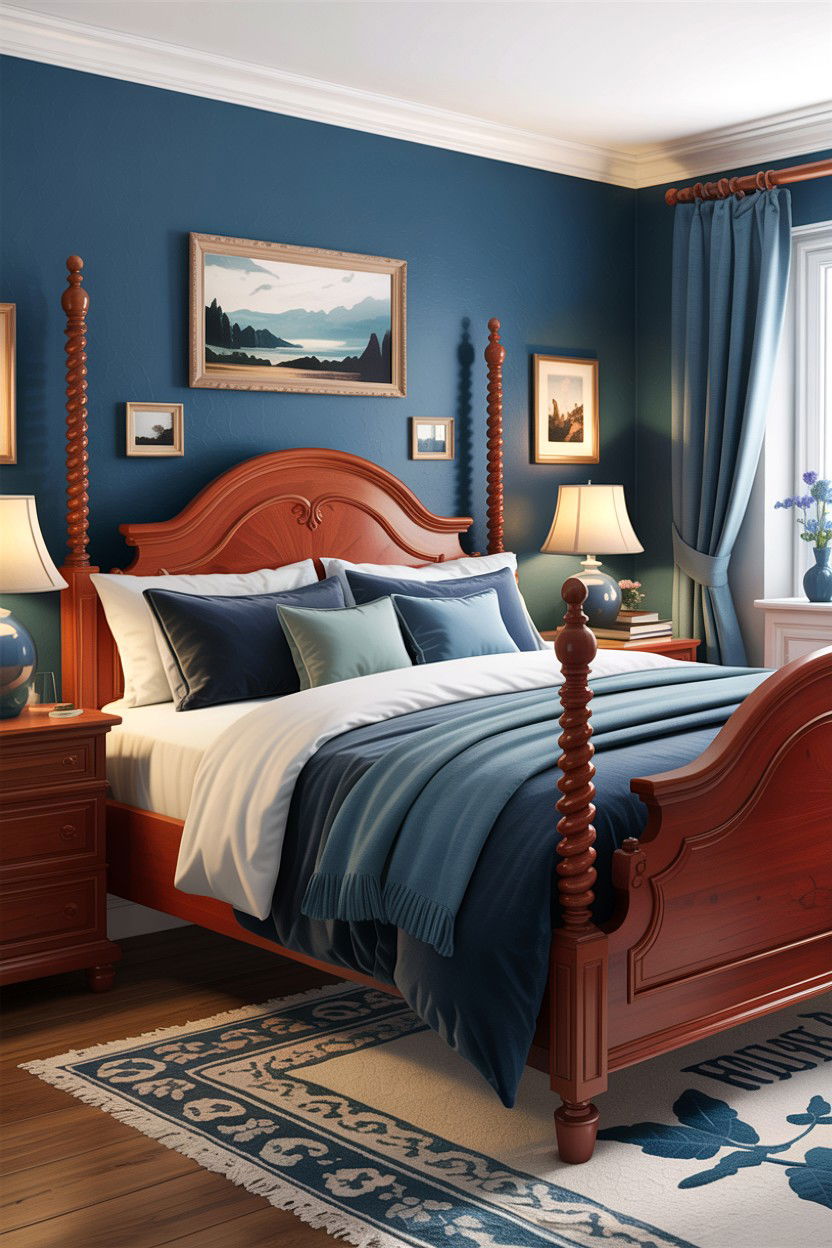 Cherry Furniture With Blue Bedding - 30 bedroom cherry furniture ideas