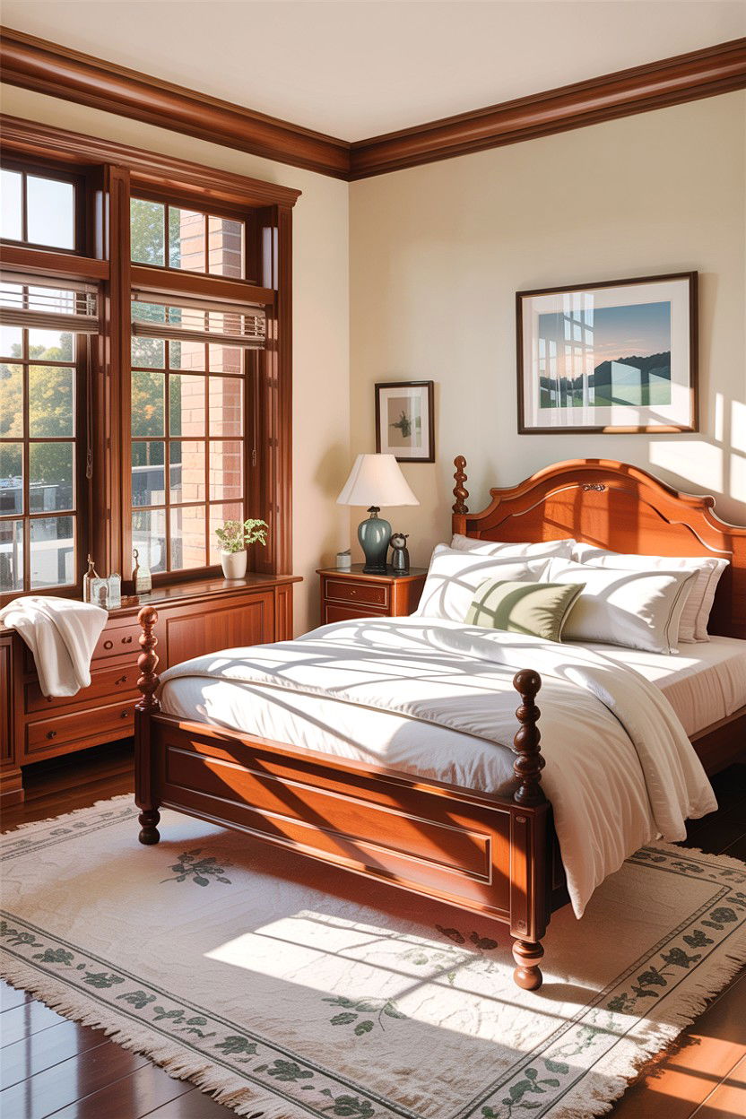 Cherry Furniture With Large Window - 30 bedroom cherry furniture ideas