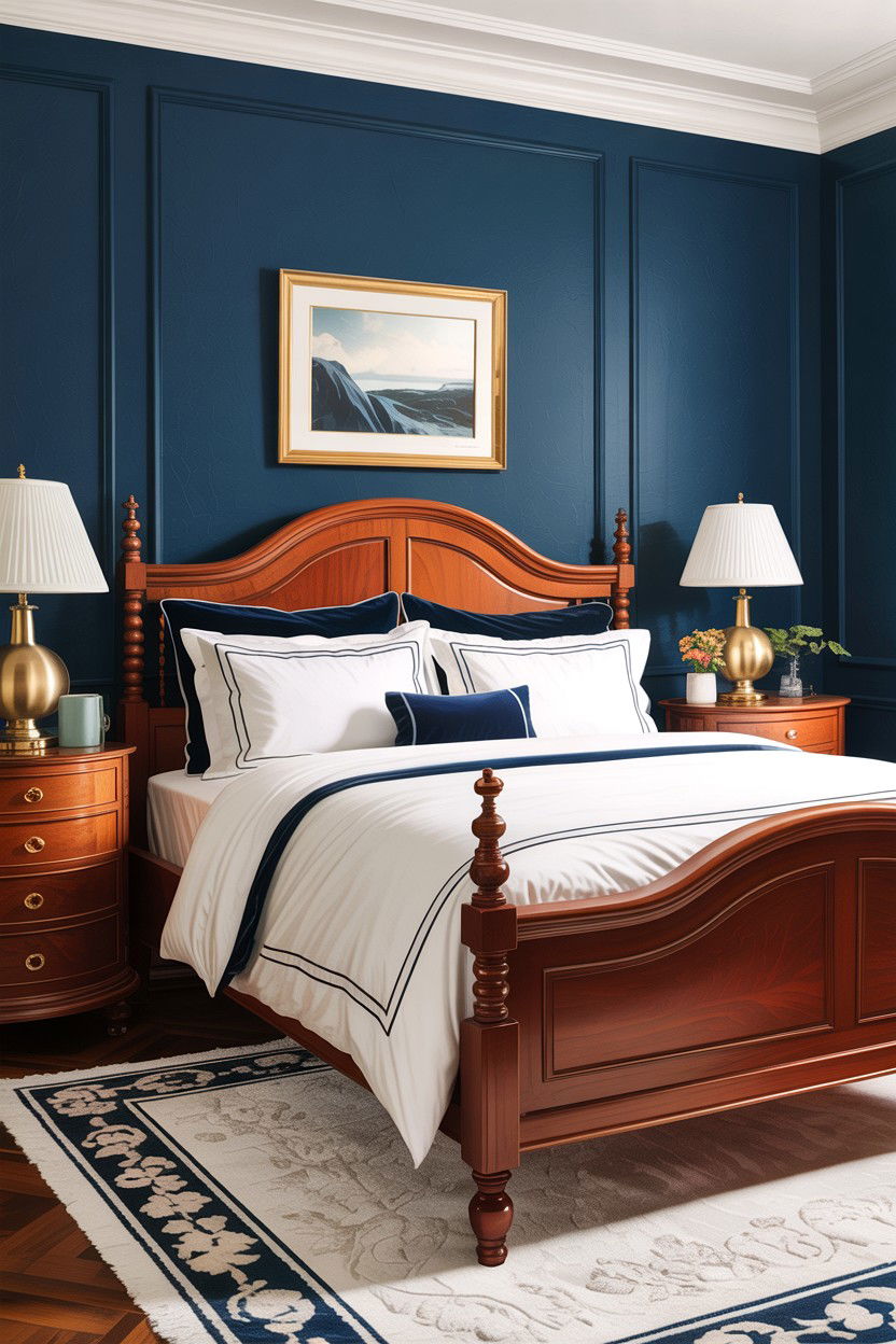 Cherry Furniture With Navy Blue Walls - 30 bedroom cherry furniture ideas