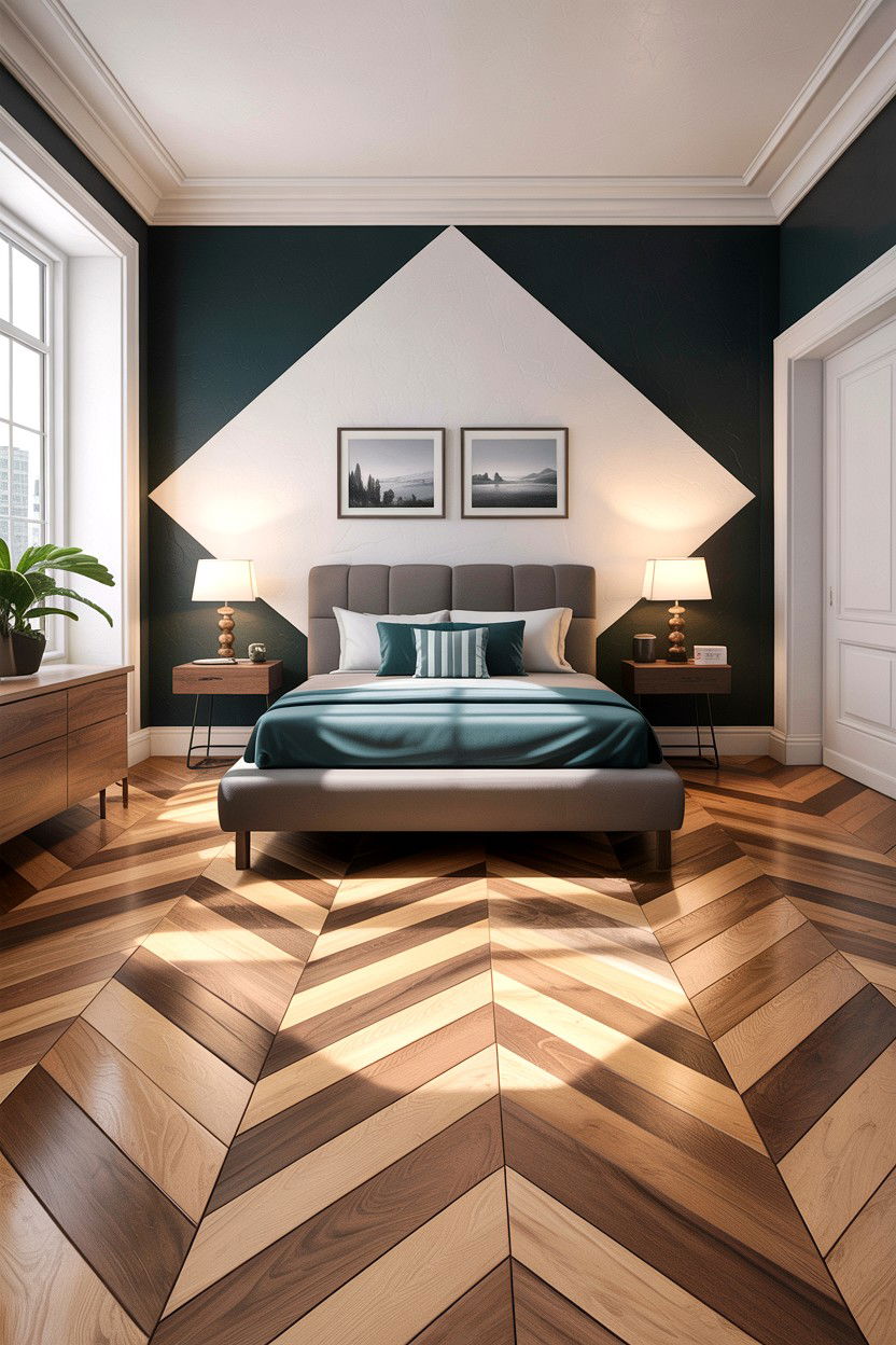Chevron Pattern Laminate Flooring - 30 bedroom laminate flooring ideas