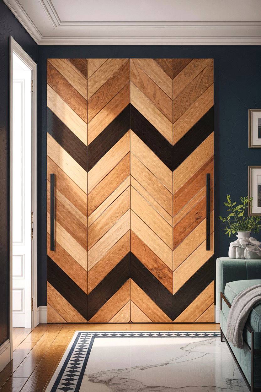 Chevron Pattern Sliding Door - 30 bedroom sliding doors