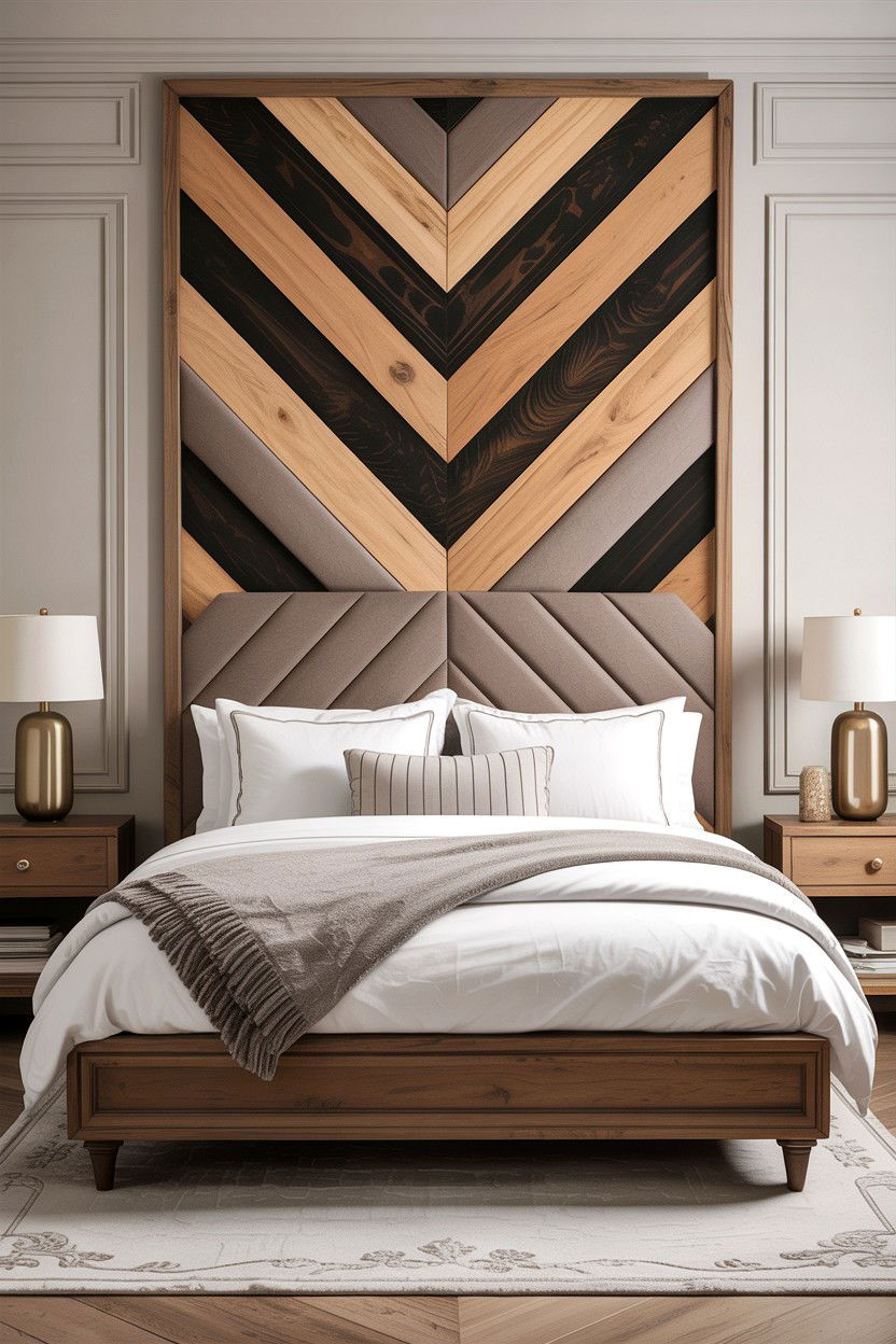 Chevron Wood Headboard - 30 bedroom wooden headboards