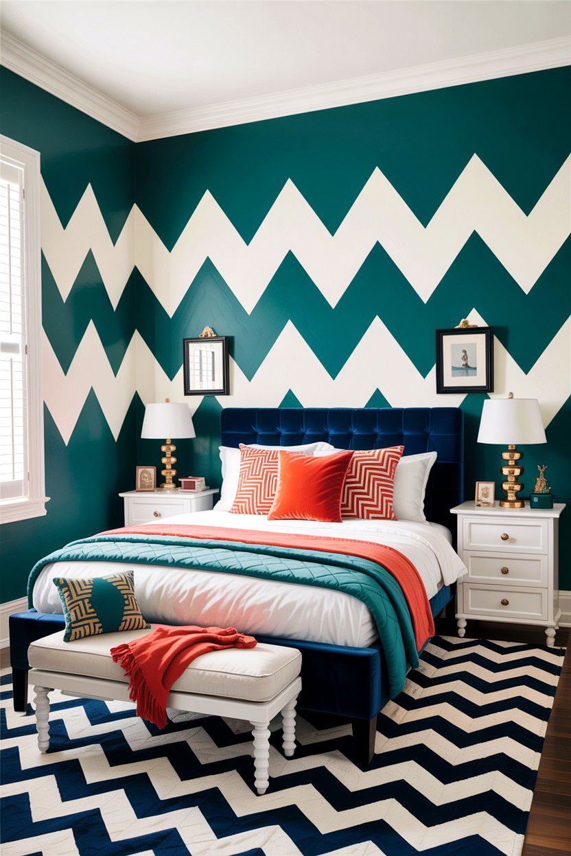 Chevron wall stencil - 30 bedroom wall stencils