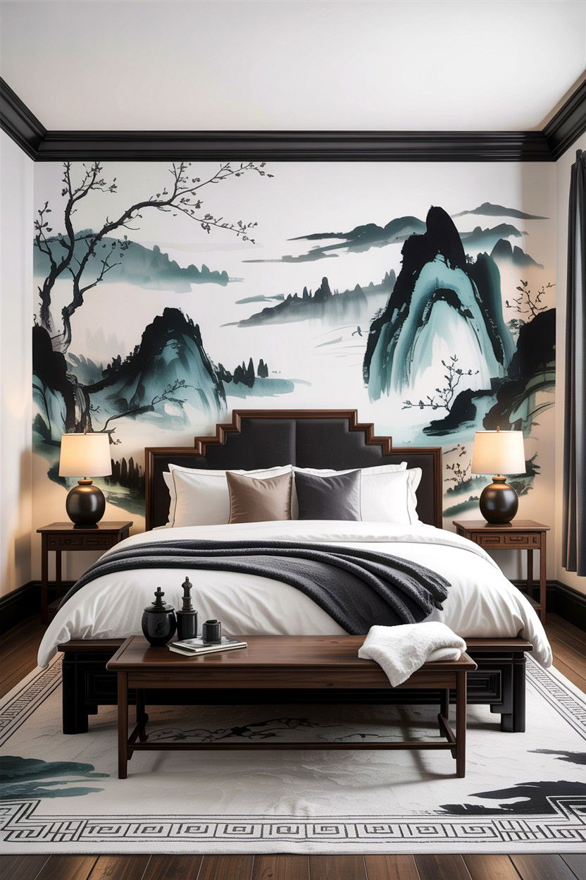 Chinese Ink Wash Art Bedroom - 30 Chinese bedroom ideas