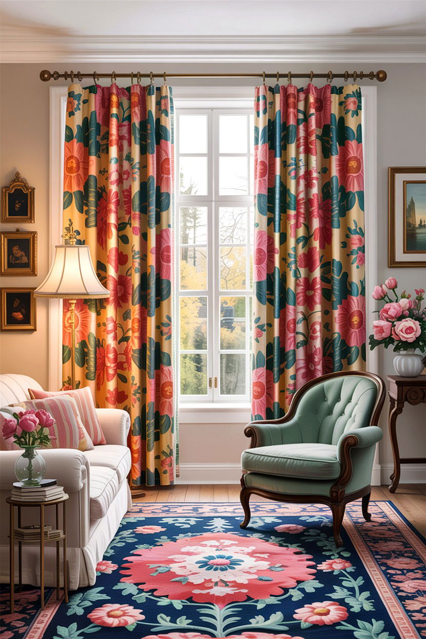 Chintz fabric - 30 grandmillennial living room ideas