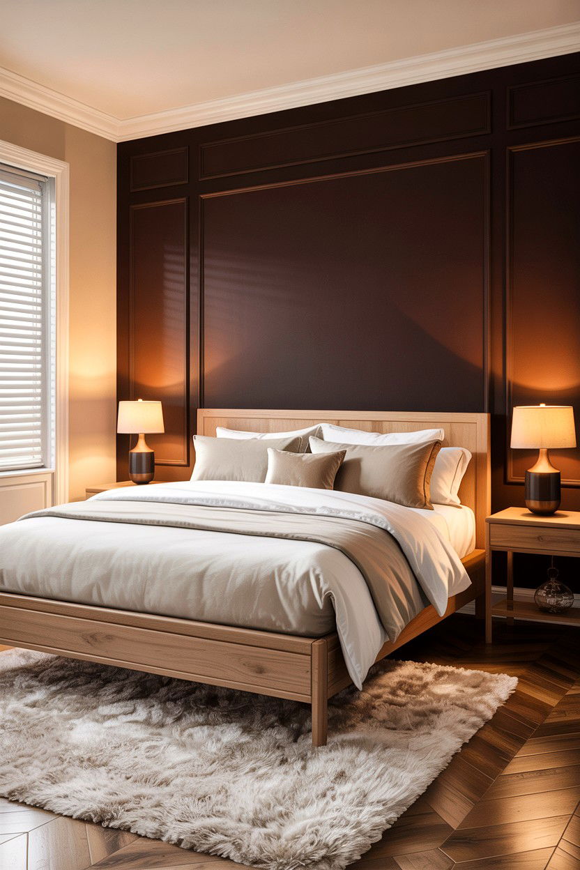 Chocolate Brown Accent Wall - 30 warm brown bedroom ideas