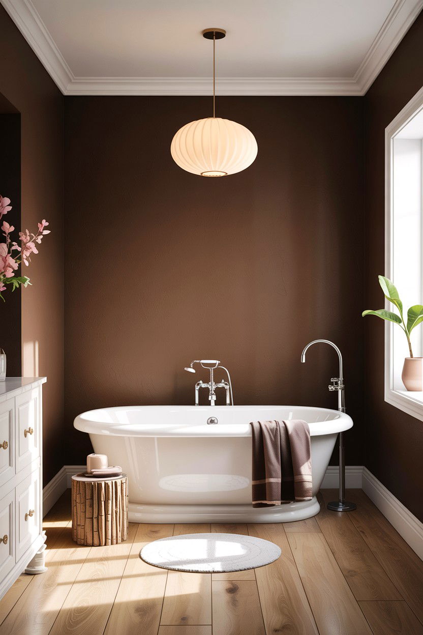 Chocolate brown accent wall bathroom - 30 chocolate brown bathroom ideas