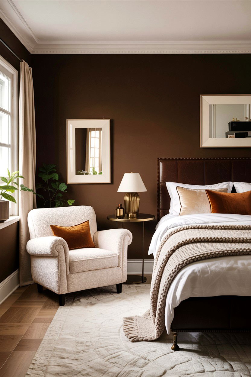 Chocolate brown and cream bedroom - 30 bedroom color schemes