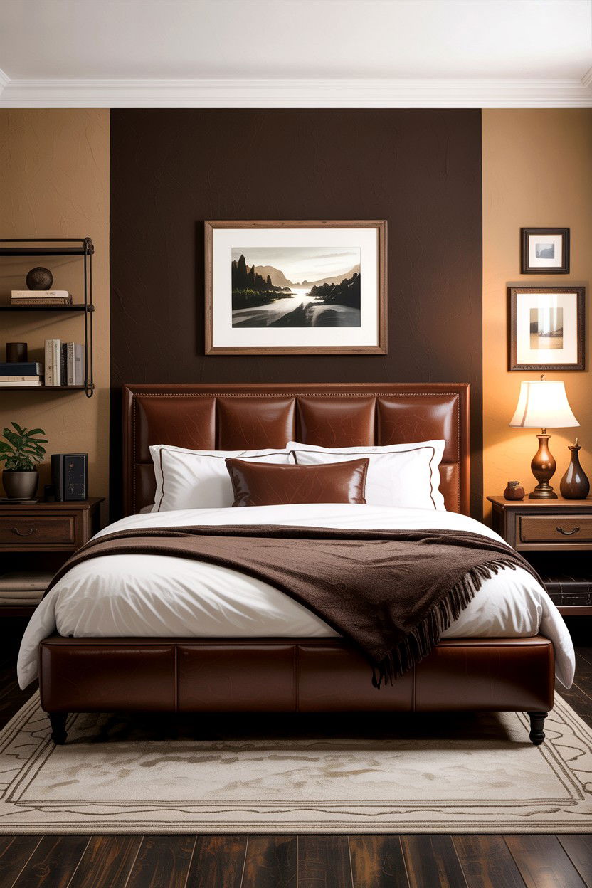 Chocolate brown and tan bedroom - 30 bedroom two tone walls