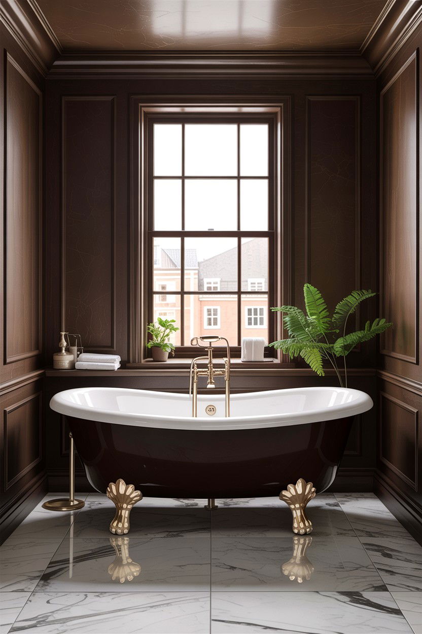Chocolate brown clawfoot tub - 30 chocolate brown bathroom ideas