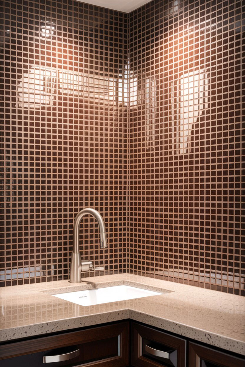 Chocolate brown mosaic tile backsplash - 30 chocolate brown bathroom ideas
