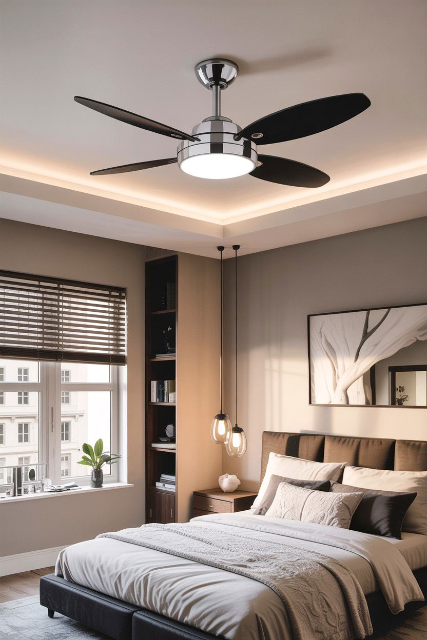 Chrome Ceiling Fan - 30 chrome accent bedroom ideas