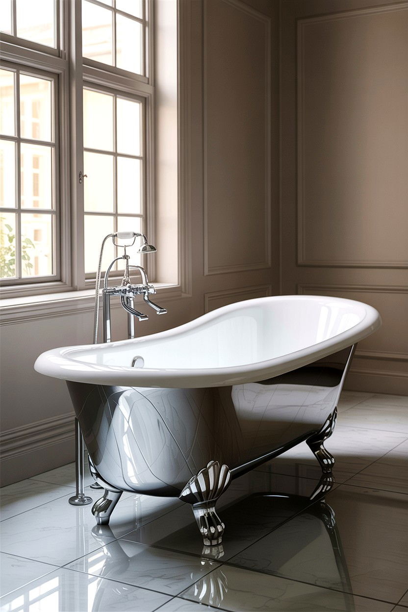 Chrome Clawfoot Tub - 30 chrome bathroom ideas