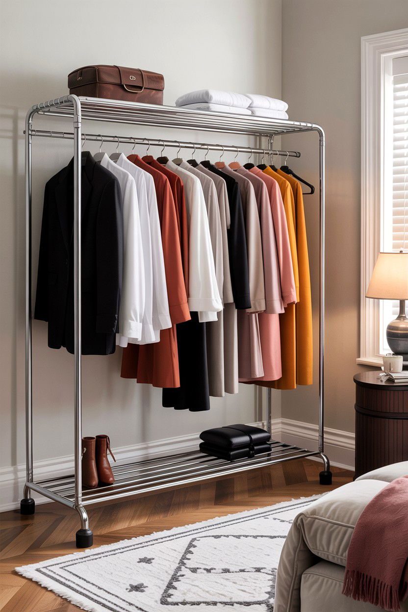 Chrome Clothing Rack - 30 chrome accent bedroom ideas