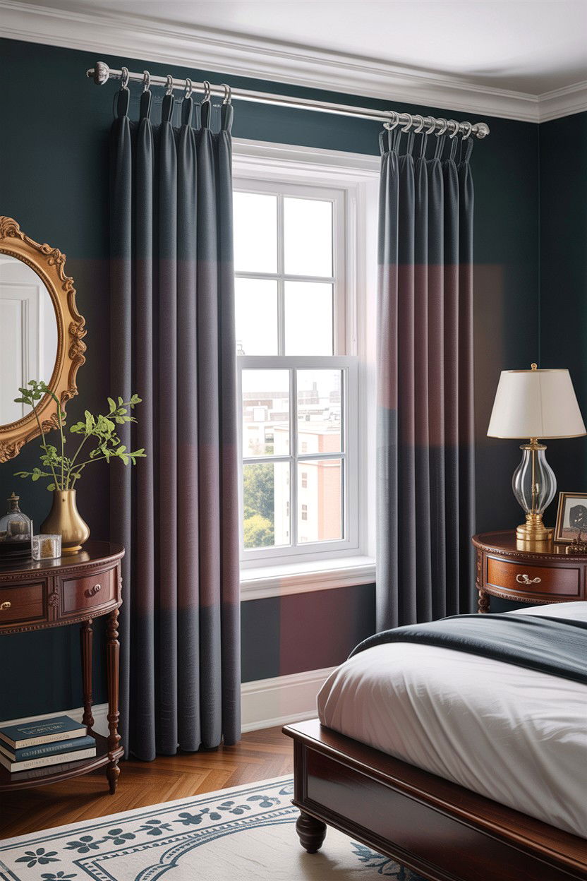 Chrome Curtain Rod - 30 chrome accent bedroom ideas