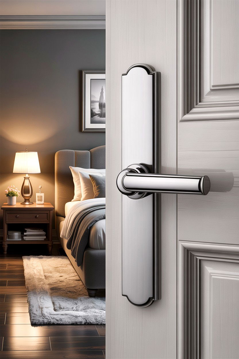 Chrome Door Handle - 30 chrome accent bedroom ideas