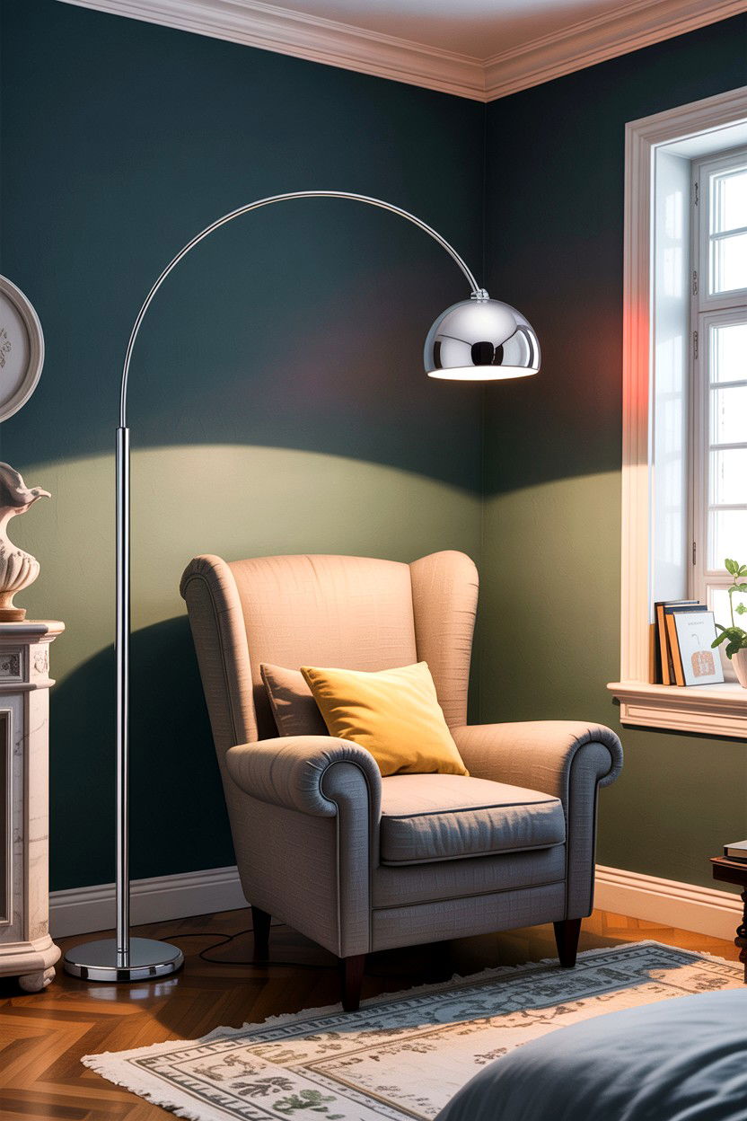 Chrome Floor Lamp - 30 chrome accent bedroom ideas