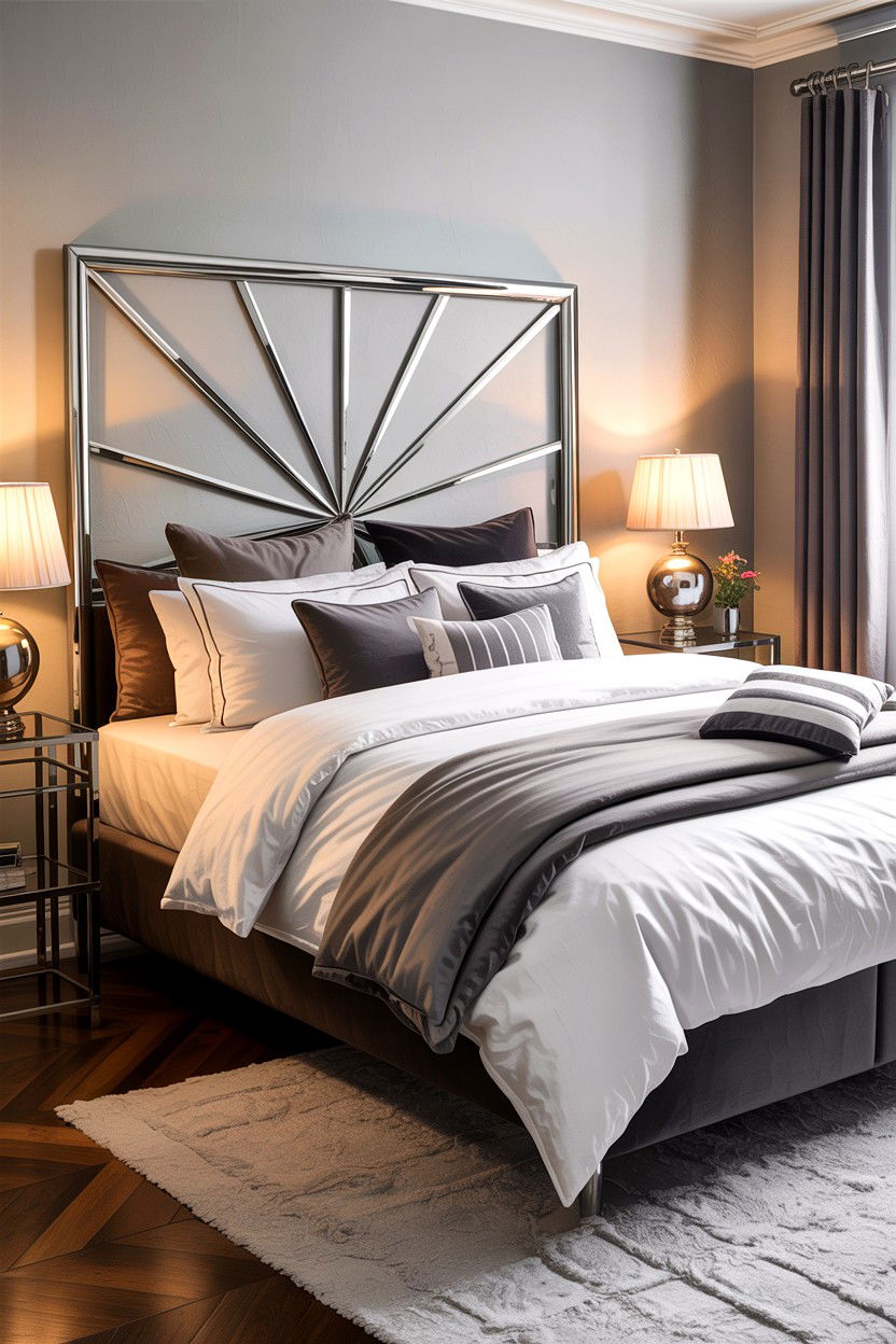 Chrome Headboard - 30 chrome accent bedroom ideas