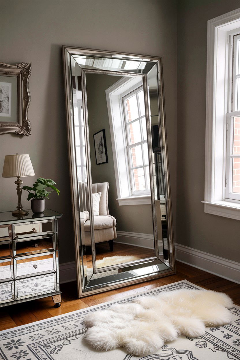 Chrome Mirror - 30 chrome accent bedroom ideas