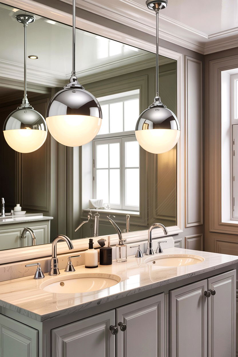 Chrome Pendant Light - 30 chrome bathroom ideas