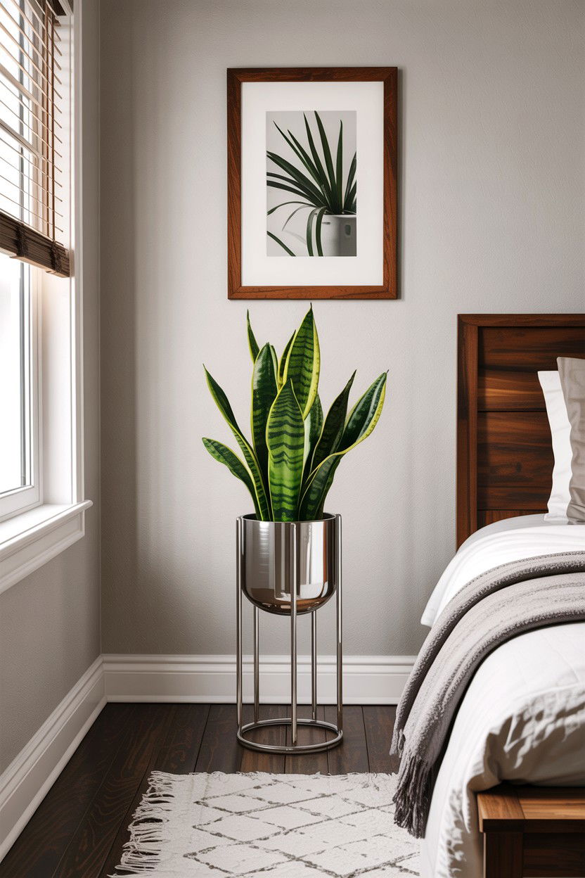 Chrome Plant Stand - 30 chrome accent bedroom ideas