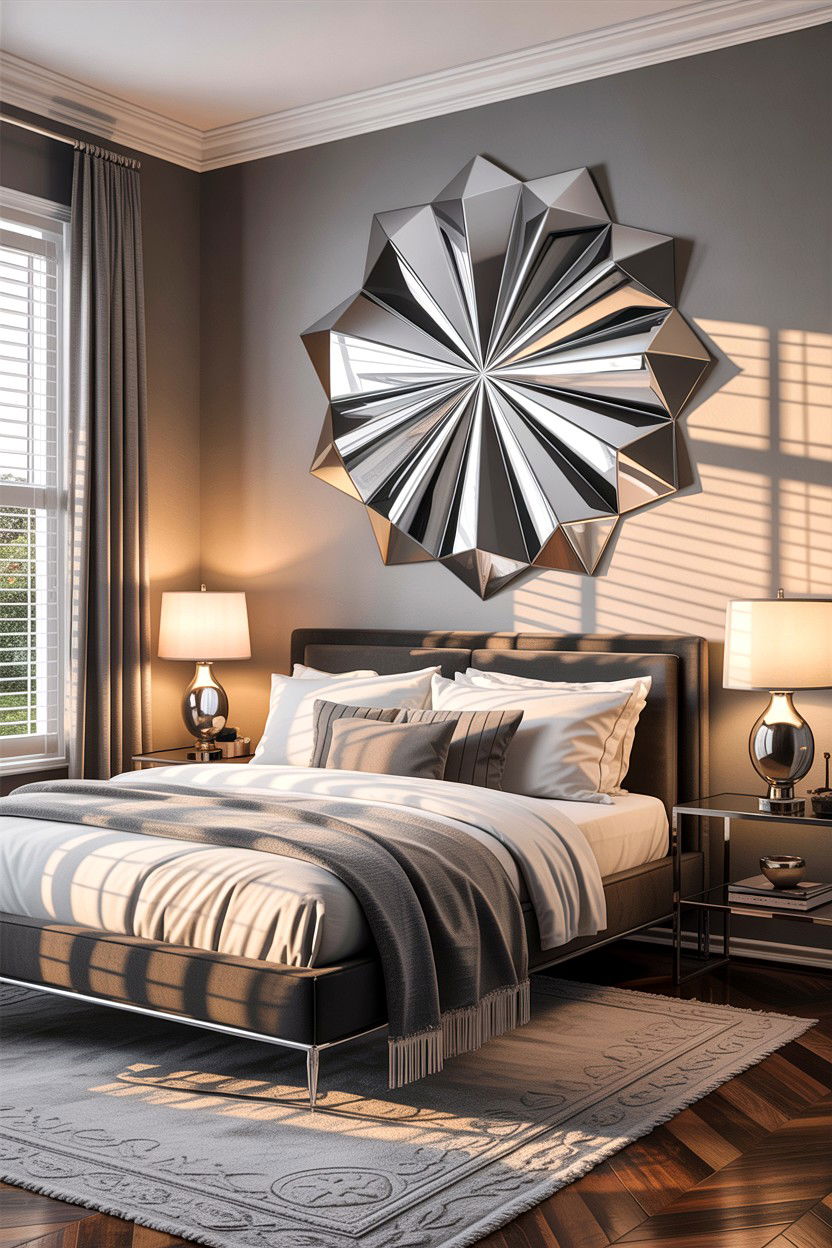 Chrome Wall Art - 30 chrome accent bedroom ideas