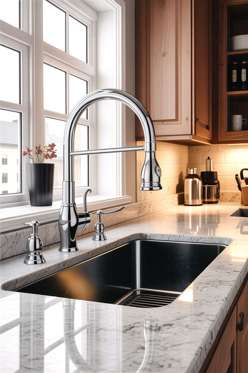 Chrome gooseneck kitchen faucet - 30 chrome faucet ideas