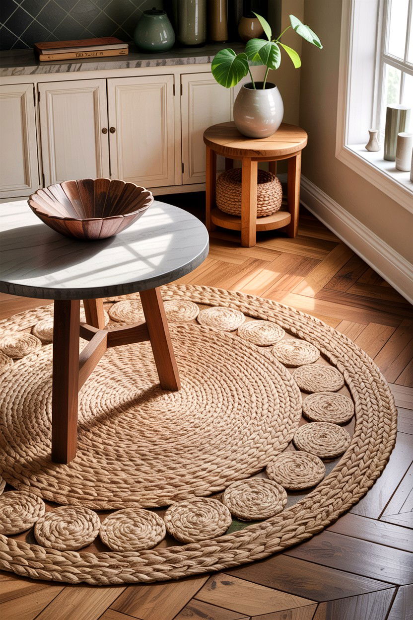 Circular Jute Rug - 30 fixer upper living room ideas