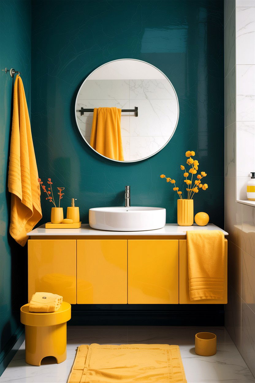 Citrine yellow bathroom accents - 30 jewel tone bathroom ideas