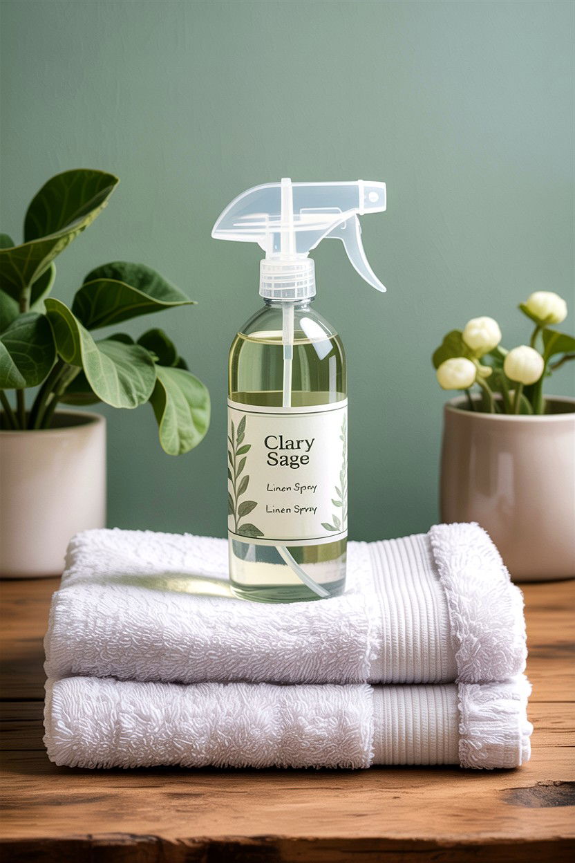 Clary Sage Linen Spray - 30 bathroom aromatherapy ideas