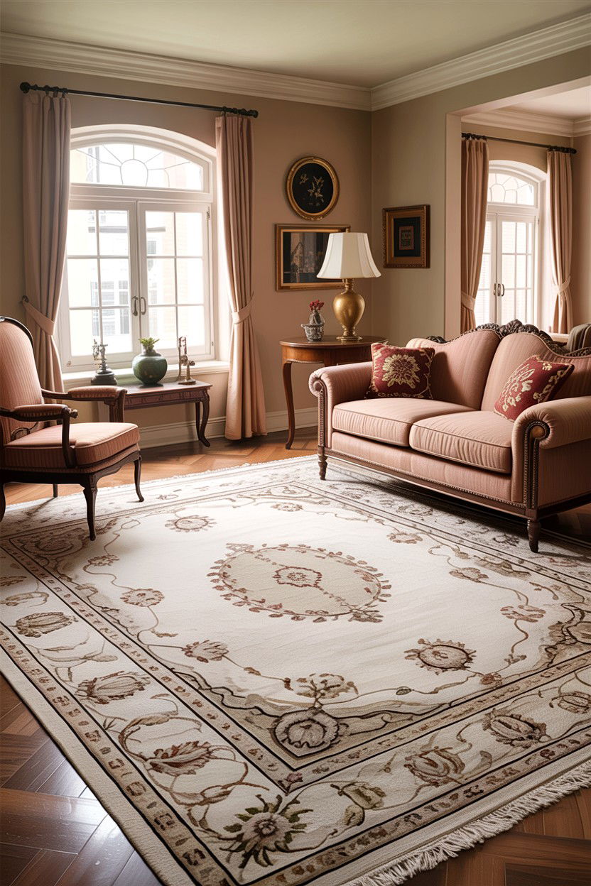 Classic Beige Living Room With Area Rug - 30 traditional beige living room ideas