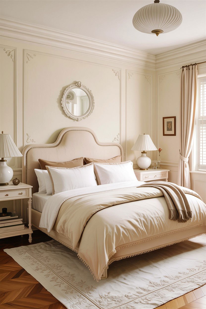 Classic Cream And White Bedroom - 30 traditional cream bedroom ideas