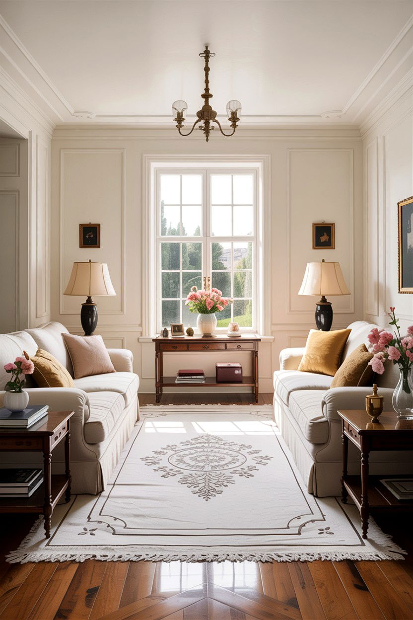 Classic White Living Room With Symmetry - 30 traditional white living room ideas