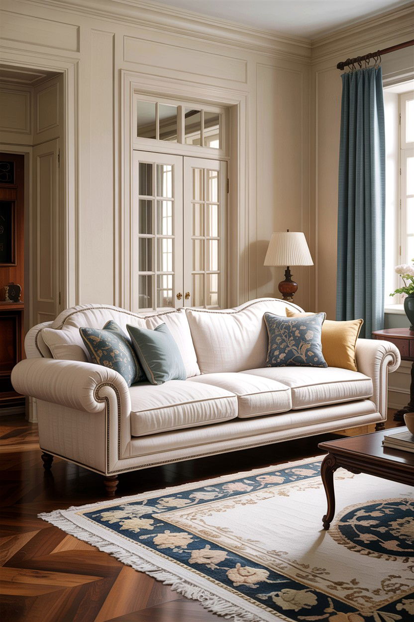 Classic White Sofa With Rolled Arms - 30 traditional white living room ideas