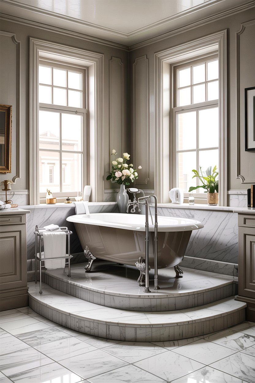 Clawfoot Tub Platform - 30 bathroom architectural detail ideas