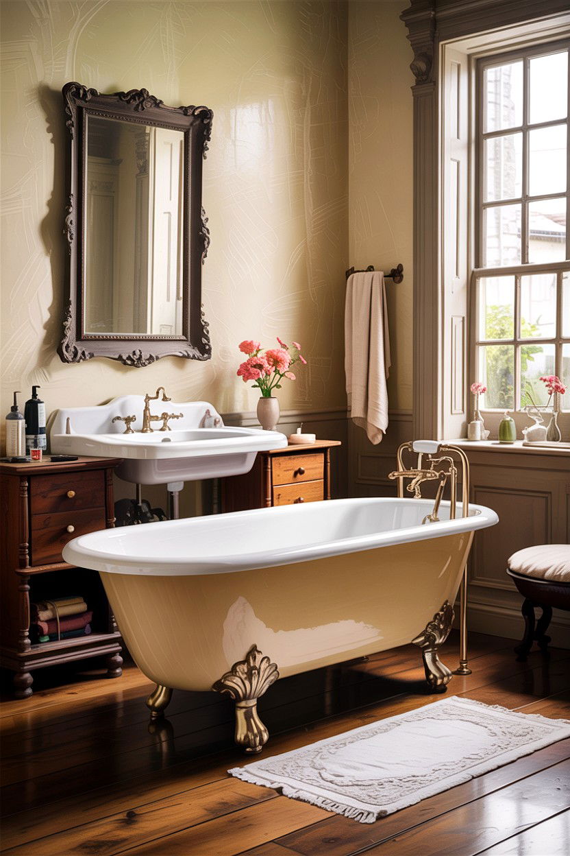 Clawfoot tub - 30 colonial bathroom ideas
