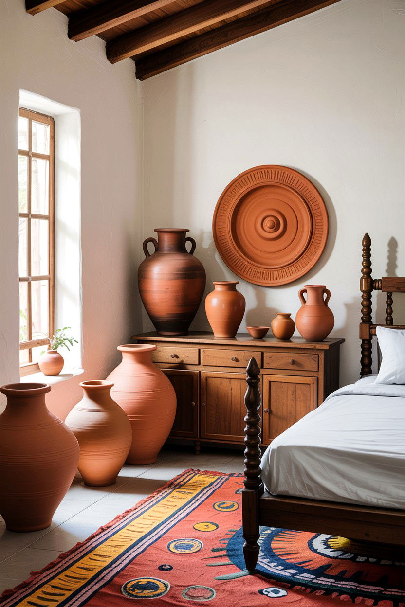 Clay Pottery Decor - 30 African bedroom ideas