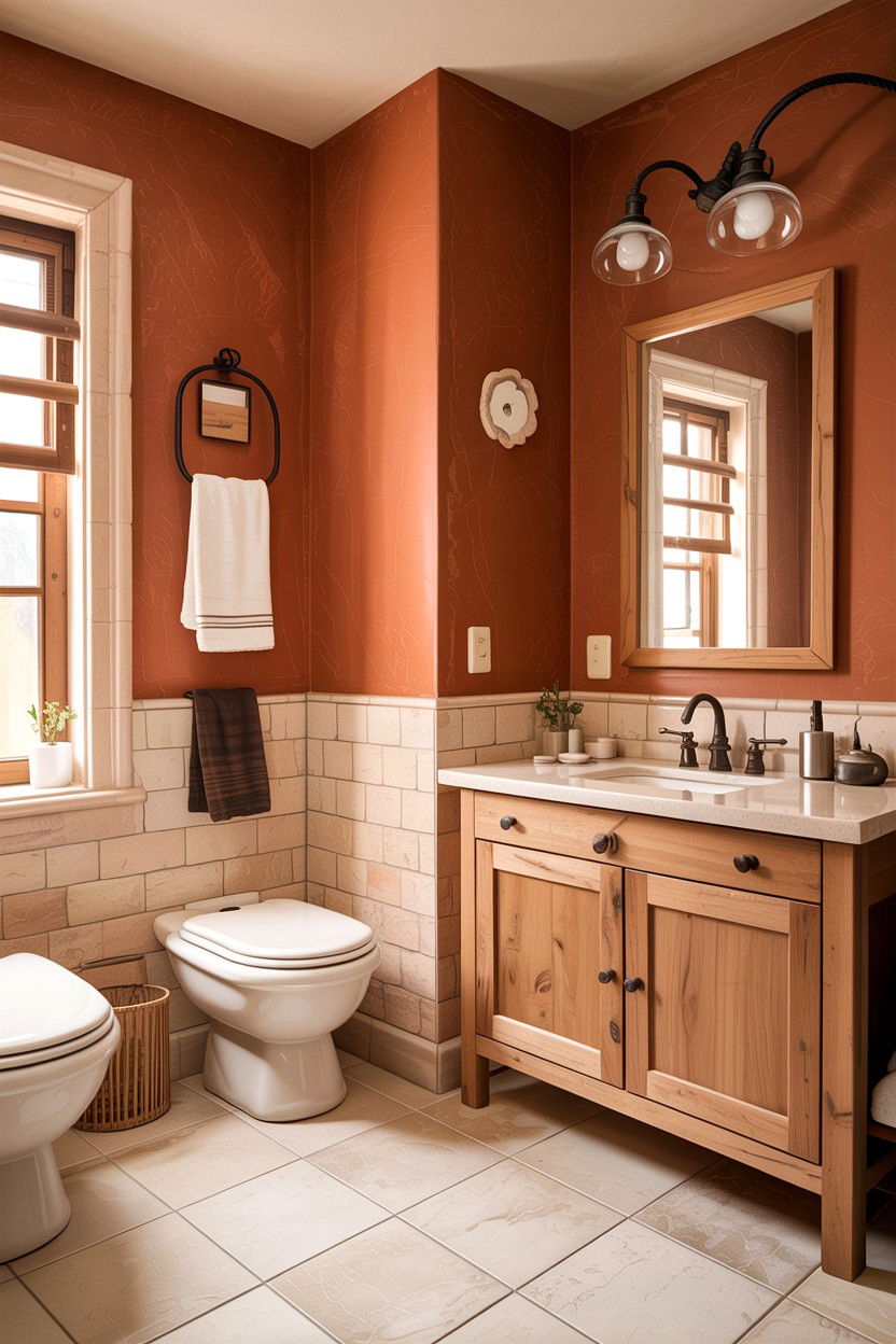 Clay Tone Bathroom - 30 cool neutral bathroom ideas