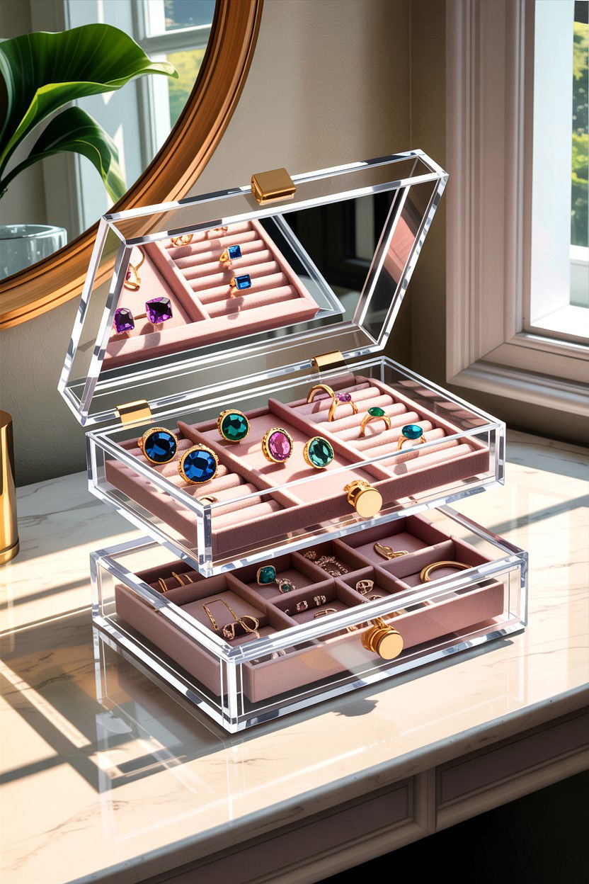Clear Acrylic Jewelry Box - 30 bedroom jewelry boxes