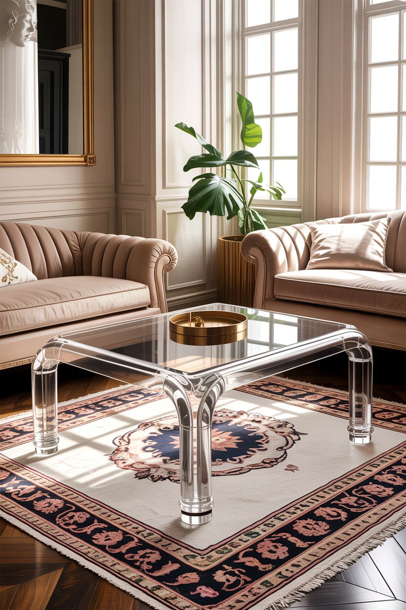 Clear Acrylic Table - 30 Hollywood living room ideas