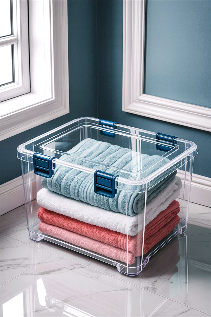 Clear plastic storage box - 30 bedroom under bed storage ideas