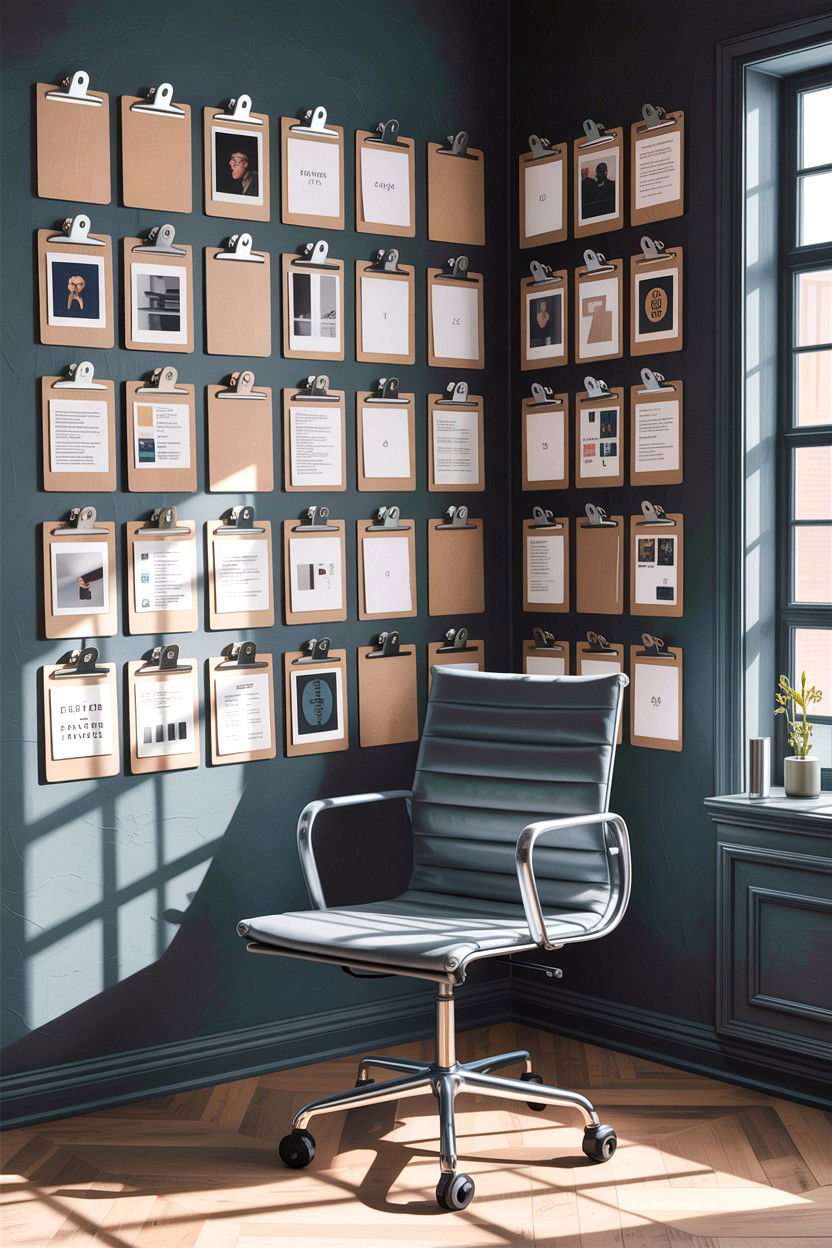 Clipboard Photo Wall - 30 bedroom memory wall ideas