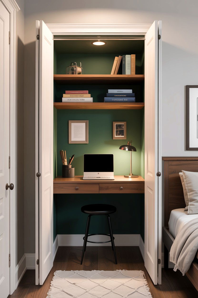 Closet Office Nook - 30 bedroom home office ideas